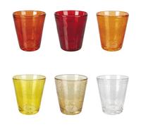 Bicchieri ACQUA set 6 in Vetro Multicolor In Pasta di Vetro CANCUN SUNSET Decoro finemente lavorato , diametro 8 x h 10 cm 330 Ml