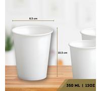 Bicchieri in Carta Bianchi Monouso | Resistenti, termici per Cappuccino, tisane, Tè, cocktail bevande asporto | Ecologici, Compostabili, riciclabili per Bar,Eventi,Uffici,Catering (350ml (200 pezzi))