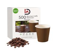 Bicchieri Caffe in Carta 75ml H. 5cm Maxi Scorta 500pz 100% Biodegradabili Marro