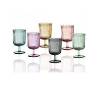 Bicchieri Calici Colorati BRANDANI Plissé Set Servizio 6 Persone Multicolore