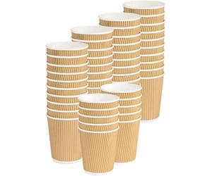Bicchieri Carta 237ml/8oz 100 pezzi Ripple Cup monouso Triplo Strato doppia Parete isolante avana Beige - riciclabili PE asporto catering per Caffè lungo, Tè, Cappuccino, Cocktail, tisana, vino