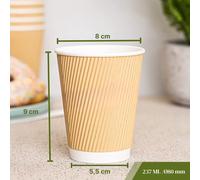 Bicchieri Carta 237ml/8oz 100 pezzi Ripple Cup monouso Triplo Strato doppia Parete isolante avana Beige - riciclabili PE asporto catering per Caffè lungo, Tè, Cappuccino, Cocktail, tisana, vino