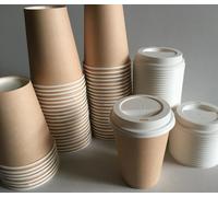 BICCHIERI CARTA PER CAFFE' 100 PZ CON COPERCHIO 170ml 6oZ