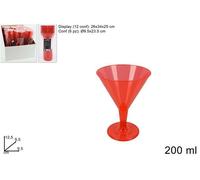 BICCHIERI COCKTAIL PLASTICA 6PZ TRASPARENTE/ROSSO 200ML. BICCHIERE MARTINI