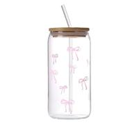 Bicchieri con coperchi e cannucce Tazza 500 ml rosa carino con fiocco, | Tazze da caffè carine, casa, acqua fredda, camera da letto, ufficio, cucina, milkshake, tè