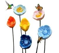 Bicchieri d' - Set di 6 ciotole per acqua con picchetto | Forma di in ceramica colorata - Bagno d' per il giardino, per la decorazione esterna dei in giardino, sulla terrazza e sul