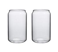 Bicchieri da 2 Pezzi, Tazze in Vetro a Forma di Lattina, Bicchieri da Caffè, Vetro Taglia S da 395 Ml con Coperchio Bicchiere a Forma di Lattina di Cannuccia per Birra, Caffè Freddo, Bicchiere(#2)