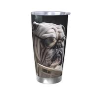 Bicchieri da 20 once in acciaio inossidabile con simpatico bulldog che legge il giornale, senza accessori, per donne e uomini adulti, tazza da caffè da viaggio per ufficio, compleanno, anniversario, m