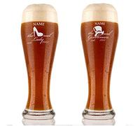Bicchieri da birra con incisione, set da 2 pezzi, 0,5 l, regalo personalizzato, idea regalo per coppie, bicchiere da birra con nome per matrimonio, motivo Gentleman & Lady