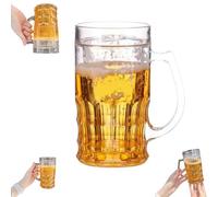 Bicchieri da birra falsi, 400 ml, a doppio strato, divertente boccale per birra, 2025, con soppalco, divertente boccale da birra con manici, tazza da scherzo realistica per bar e bevande