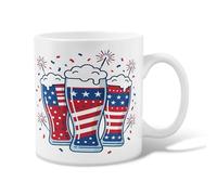Bicchieri da birra in ceramica, tazza da caffè patriottica festiva con stelle e strisce rosse per il giorno dell'indipendenza tazza da tè con manico, ideale per amici, familiari, colleghi, amanti