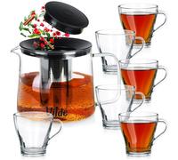 Bicchieri da caffè e tè con caraffa e infusore da 250 ml / 1,5 l, 7 pezzi.