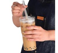 Bicchieri da caffè freddo, bicchieri in barattolo con coperchi e cannucce riutilizzabili, tazze a bocca larga, perfette per tè, farina d'avena, succhi di frutta, birra fredda e rinfreschi quotidiani
