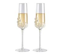 Bicchieri da champagne 2 pezzi con lettere stampate calici da vino perlato | Flute da champagne in cristallo per coppie, sposi, matrimonio, fidanzamento, San Valentino, festa della mamma, Natale