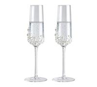 Bicchieri da champagne in , 2 pezzi, con stampa di lettere e perle | Bicchieri di champagne in cristallo per sposi coppie di fidanzamenti, matrimoni, Natale, festa della mamma, San Valentino