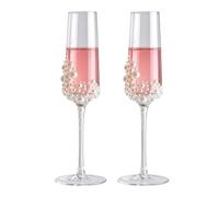 Bicchieri da champagne in 2 pezzi lettere stampate perle da sposa | Flute da champagne per coppie sposate matrimonio fidanzamento San Valentino festa della mamma Natale Riunione