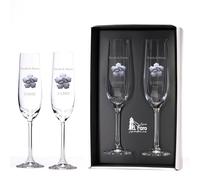 Bicchieri da champagne personalizzati per matrimonio e anniversario - Set di 2 coppe con placcatura in argento a forma di foglia - incisi con nomi e data - astuccio premium per gioielli | gioielli Il