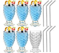 Bicchieri da Cocktail a Forma di Sirena, 210 ml, Set di 6 Bicchieri Tiki Ananas Bicchieri da Whisky Bicchieri da Whisky Bicchieri da Acqua Carini Bicchieri per Sirena, Feste, casa, Bar