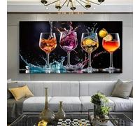 Bicchieri da cocktail colorati con spruzzi di vino, stampe artistiche su tela, quadri moderni per camera da letto, soggiorno, arredamento 30x60 cm (12x24 pollici) senza cornice