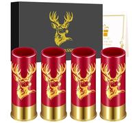 Bicchieri da liquore con testa inclinata, testa di cervo, 4 pezzi, con confezione regalo, per uomini e donne, matrimoni, festa del papà, regali per cacciatori, 12 GA, piccoli bicchierini da liquore da