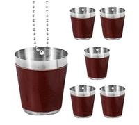 Bicchieri da shot in acciaio inox, bicchieri da shot con catena di perle | Set di ciondoli in da vino senza gambo, set di 6 bicchieri da vino portatili in acciaio inox, per funerale