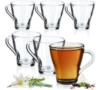 KADAX Set di 6 bicchieri da tè, con manico, per acqua, succo, succo, bicchieri di vetro, set di bicchieri per tè, caffè, acqua, drink, tè freddo, lavabili in lavastoviglie (beate, 250 ml)