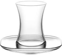 Bicchieri da tè turchi con piattino di alta qualità ZEN orientale arabo, Cafe Kahve Bar Club Cay Seti Bardak Bardagi, 12 pezzi (6 bicchieri + 6 piatti)