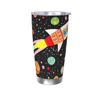 Bicchieri da viaggio Space Cartoon da 20 once in acciaio inossidabile senza accessori per donne e uomini adulti, tazza da caffè da viaggio per ufficio, compleanno, anniversario, matrimonio, festa