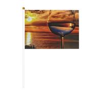 Bicchieri da vino al tramonto, confezione da 6 e 10 bandiere da sventolare, bandiere palmari su bastone, per sfilate, feste, bar, compleanni