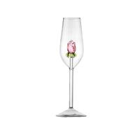 Bicchieri da vino con rosa all'interno, calici da vino rosso, 220 ml, bicchieri da cocktail trasparenti per feste, matrimoni, bar e cene a casa (7.7oz flute rose, 1pcs)