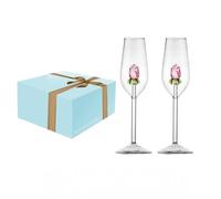 Bicchieri da vino con rosa all'interno, calici da vino rosso, 220 ml, bicchieri da cocktail trasparenti per feste, matrimoni, bar e cene a casa (7.7oz flute rose, 2pcs)