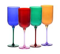 Bicchieri da vino da 350 ml - Set di 4 - Collezione Aurora - Rosso e Verde - Vetro di cristallo - Fatto a mano - Colorato - Elegante e Moderno - Ideale per un regalo