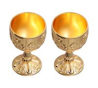 Bicchieri da vino d'oro, 30 ml Calice Calice con squisiti modelli 3D Tazza da liquore piccola creativa retrò Stile Europeo Oro Coppe di metallo con 2 PZ (Zucca d'oro)