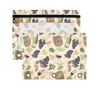 Bicchieri da vino e uva, semplici tasche per raccoglitori rustici retrò con finestra trasparente, grande capacità, cartelle perforate a 3 fori per riporre studenti scolastici forniture per insegnanti