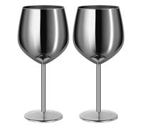 Bicchieri da vino in acciaio inox, 2 pezzi, 500 ml, 8,5 x 21,5 x 8,7 cm, in acciaio inox, infrangibili, per vino bianco, vino rosso, succhi di frutta, bevande
