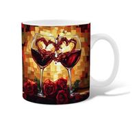 Bicchieri da vino in ceramica, romantici ed eleganti, con rose, per San Valentino, con manico, idea regalo per amici, familiari, colleghi, insegnanti, coppie, dipendenti, 325 ml