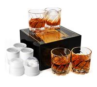 Bicchieri da whisky con 4 stampi per ghiaccio e una scatola di lusso, bicchieri da whisky vecchio stile, regali per papà da figlia, figlio, bambini, miglior padre di sempre, regalo per marito