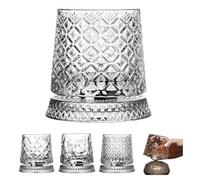 Bicchieri da whisky rotanti a 360 gradi, in cristallo trasparente, stile antico, con base in rilievo unica, stile vintage, per uomini, papà, compleanni e cucina da bar (stile 2)