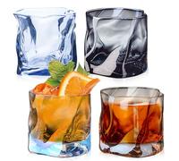 Bicchieri da whisky, set da 4 pezzi, 200 ml, con cristalli irregolari, bicchieri da whisky e caffè, lavabili in lavastoviglie, 4 colori
