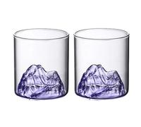 Bicchieri da whisky, vetro di cristallo di montagna per bere, bicchieri alla moda per cocktail, whisky scozzese, cognac, bourbon, 300mL (2pcs purple)