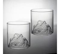 Bicchieri da whisky, vetro di cristallo di montagna per bere, bicchieri alla moda per cocktail, whisky scozzese, cognac, bourbon, 300mL (2pcs)