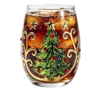 Bicchieri decorativi stagionali lucidi a prova di piombo | Tazza artistica in vetro 3D di Natale per acqua, bibita, birra, latte, bar, fotografia, feste in cucina, riunioni di famiglia