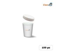 Bicchieri di Carta 180 ml con coperchii caffè acqua asporto bio 100 pz