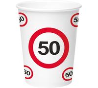 Bicchieri di carta 350 ml con segnale stradale 50 anni - 8 pezzi