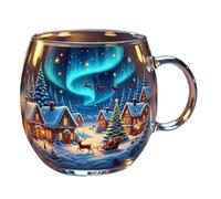 Bicchieri di Natale | Bicchiere di Natale dipinto trasparente, 300 ml, contenitore stagionale per bevande, cioccolata calda, latte vino, le vostre vacanze in una fiaba invernale