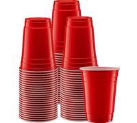 Bicchieri di plastica da 360 ml, ecologici, riutilizzabili e riciclabili, ideali per tutti gli eventi come Natale, matrimoni, compleanni, cene, pranzi e feste, 50 pezzi, colore: rosso