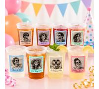 Bicchieri di Plastica Smerigliati Personalizzati 12oz/16oz Bicchieri Plastica Riutilizzabili Rigida per cocktail con Foto Regalo per Festa Compleanno Anniversario Matrimonio Laurea 5-100 Pezzi (01)