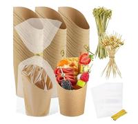 Bicchieri di salumi con sacchetti, bastoncini di carta per antipasti, bastoncini per alimenti, stuzzicadenti da cocktail, piccoli snack, dessert, popcorn, , uova, coni, catering, set di