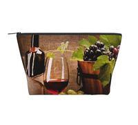 Bicchieri Di Vino Con Bottiglia Di Vino E Uva, Borsa da toilette Borsa per trucco Borsa per cosmetici Borsa da toilette da viaggio portatile