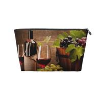 Bicchieri Di Vino Con Bottiglia Di Vino E Uva, Borsa da toilette Borsa per trucco Borsa per cosmetici Borsa da toilette da viaggio portatile